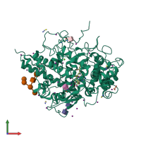 PDB entry 7de5 coloured by chain, front view.