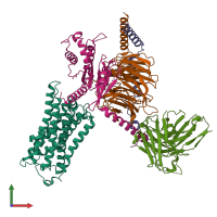 PDB entry 7dfl coloured by chain, front view.