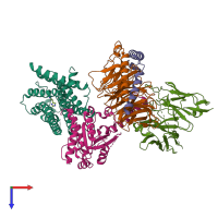 PDB entry 7dfl coloured by chain, top view.