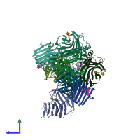 PDB entry 7dfo coloured by chain, side view.