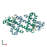 PDB entry 7dgk coloured by chain, front view.