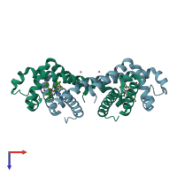 PDB entry 7dgk coloured by chain, top view.