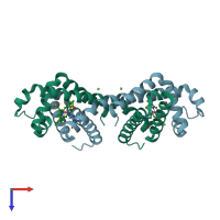 PDB entry 7dgl coloured by chain, top view.
