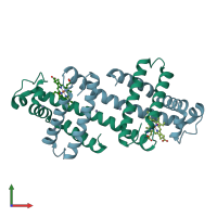 PDB entry 7dgo coloured by chain, front view.