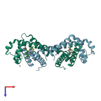 PDB entry 7dgo coloured by chain, top view.
