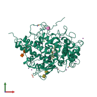 PDB entry 7dlq coloured by chain, front view.