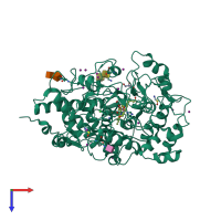 PDB entry 7dlq coloured by chain, top view.