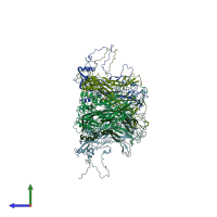PDB entry 7dn5 coloured by chain, side view.