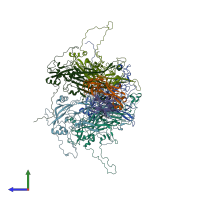 PDB entry 7dnh coloured by chain, side view.