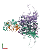 PDB entry 7dnk coloured by chain, front view.
