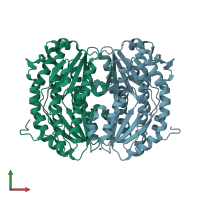 PDB entry 7dnr coloured by chain, front view.