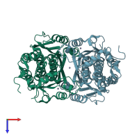 PDB entry 7dnr coloured by chain, top view.