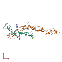 PDB entry 7do4 coloured by chain, front view.