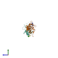 PDB entry 7do4 coloured by chain, side view.
