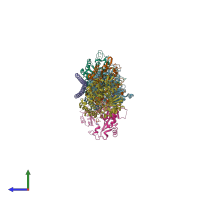 PDB entry 7dp8 coloured by chain, side view.