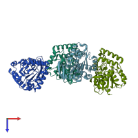 PDB entry 7dq9 coloured by chain, top view.