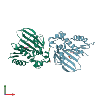 PDB entry 7dqw coloured by chain, front view.