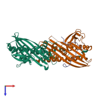 PDB entry 7ds2 coloured by chain, top view.