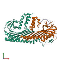 PDB entry 7ds4 coloured by chain, front view.
