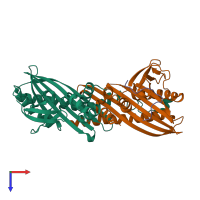 PDB entry 7ds4 coloured by chain, top view.
