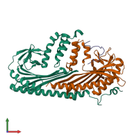 PDB entry 7ds6 coloured by chain, front view.