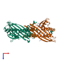 PDB entry 7ds6 coloured by chain, top view.