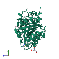 PDB entry 7ds7 coloured by chain, side view.