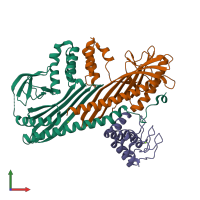 PDB entry 7dsa coloured by chain, front view.