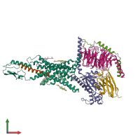 PDB entry 7dty coloured by chain, front view.