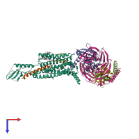 PDB entry 7dty coloured by chain, top view.