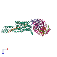 PDB entry 7dty coloured by chain, top view.