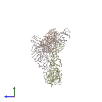 PDB entry 7dwu coloured by chain, side view.