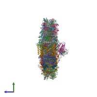 PDB entry 7dz8 coloured by chain, side view.