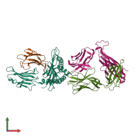PDB entry 7dzm coloured by chain, front view.