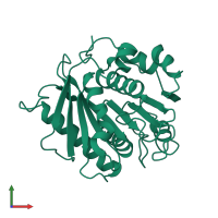 PDB entry 7dzu coloured by chain, front view.