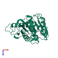 PDB entry 7dzu coloured by chain, top view.