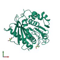 PDB entry 7dzv coloured by chain, front view.