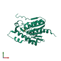 PDB entry 7e04 coloured by chain, front view.