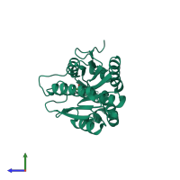 PDB entry 7e04 coloured by chain, side view.