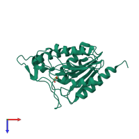 PDB entry 7e04 coloured by chain, top view.
