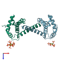 PDB entry 7e1k coloured by chain, top view.