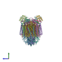 PDB entry 7e1v coloured by chain, side view.