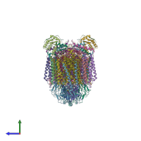 PDB entry 7e1w coloured by chain, side view.