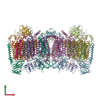 PDB entry 7e1x coloured by chain, front view.