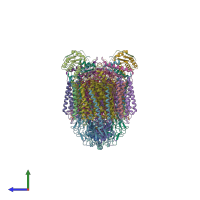 PDB entry 7e1x coloured by chain, side view.