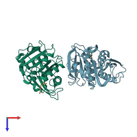 PDB entry 7e31 coloured by chain, top view.