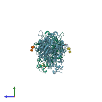 PDB entry 7e3d coloured by chain, side view.