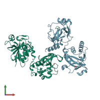 PDB entry 7e43 coloured by chain, front view.