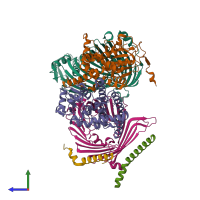 PDB entry 7e4i coloured by chain, side view.