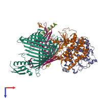 PDB entry 7e4i coloured by chain, top view.